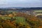 View of a village in the countryside in autumn near  Saxon Switzerland Mountains.