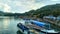 the view in the village at the end of Labuan Bajo on the pier, it looks like a fishing boat is leaning on