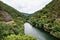 View of the village of Os Peares, Ourense, Galicia in Spain, where the Sil and Mino rivers converge