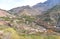 View of the village of Tamatert in the Moroccan Atlas Mountains which lies in the valley close to the mountain of Toubkal