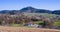 View of the vineyards of the village of Varnhalt and Yburg Castle near Baden Baden. Baden Wuerttemberg, Germany, Europe