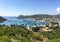 View of Vinh Hy bay with many fishing boats in Khanh Hoa, Vietnam