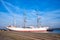 View of vintage Gorch Fock I. It is a three-mast barque, the first of a series built 1933 as school