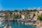 View of the vintage harbor with recreational sailing ships in the historical center of Antalya