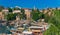 View of the vintage harbor with recreational sailing ships in the historical center of Antalya