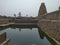 The view of virupaksha temple and a holy lake