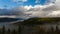 View of Vista House at Crown Point along Columbia River Gorge with Low Clouds and Fall Colors in Portland Oregon Time Lapse 1080p