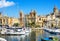 View of Vittoriosa Harbor with St. Lawrence\'s Church. Malta