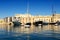 The view on Vittoriosa and modern yachts in sunset