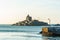 View on Vivekananda Rock Memorial from coast in Kanyakumari town