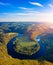 View of Vltava river horseshoe shape meander from Solenice viewpoint, Czech Republic. Zduchovice, Solenice, hidden gem among