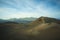 View on the volcanic landscape of Timanfaya National Park on the Canary Island of Lanzarote in Spain