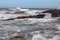 View of the volcanic shore of the Atlantic Ocean in the area of Essaouira in Morocco