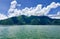 View of the volcano covered with clouds