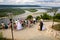 View of the Volga from a helipad. Wedding photo shoot