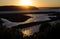 View on Volga river and Zhiguli mountains from helicopter viewpoint