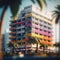 view of voxel pixel square style miami south generative AI
