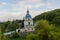 View of the Vydubychi monastery among the trees. Kiev