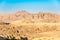 View at the Wadi Musa valley with Mount Hor (Tomb of Aaron)near archaeological site of Petra - Jordan