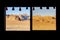 View on the Wadi Rum desert through the windows of a Bedouin tent in Jordan.
