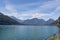 View on Walensee Lake Walen near Weesen, Switzerland.