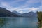 View on Walensee Lake Walen near Weesen, Switzerland.