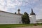 View of the wall of the Rostov Kremlin from the Cathedral Square. Golden Ring of Russia, Rostov the Great, Russia