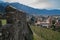 View of walls of Castelgrande and Bellinzona houses