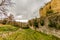 View of the walls of the castle Franchimont in ruins