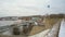 View from the walls of Hermann castle on the bridge across Narva river between Estonia and Russia