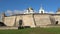 A view of the walls Pskov Kremlin in sunny october day. Pskov, Russia