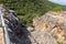 View  from the walls of the ruins of the Monfort fortress to the adjacent forested gorge in northern Israel