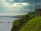 View of the water on Cliff Walk in Newport, RI