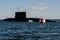View from the water of the Russian diesel-electric submarine Dmitrov in the waters of the Gulf of Finland before the