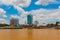 The view from the water of the Sibu city, Sarawak, Malaysia, Borneo