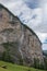 View waterfall Staubbach fall in mountains, valley of waterfalls