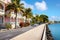 View of the waterfront in Key West, Promenade at marina of Bridgetown, Barbados, AI Generated