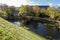 View of the waterway around a moat and rampart