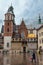 View at Wavel square with medieval buildings in Krakow, Ppland