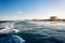 View of waves in the Atlantic Ocean and the beach from the pier