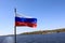 View of waving Russian flag