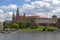 View on Wawel Royal Castle and Vistula boulevards, Krakow, Poland