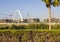 View of a well known landmark of Dubai, Tolerance bridge. Shot made from safa park. Outdoors