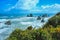 View of western coastline between Greymouth and Westport, South Island, New Zealand