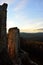 View of western corner bastion of medieval castle Hrusov from courtyard of upper castle.