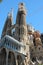 View of the western facade under construction of the Sagrada Familia of the Gaudi architect in Barcelona, Spain.