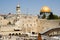 View of the Western Wall and the gold topped Dome of the Rock