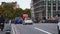 View of the Westminster bridge traffic near the Big Ben clock tower in London.