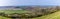 A view westwards from the ramparts of the Iron Age Hill fort remains at Burrough Hill in Leicestershire, UK