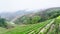 view of wet terraced rice beds from Tiantouzhai